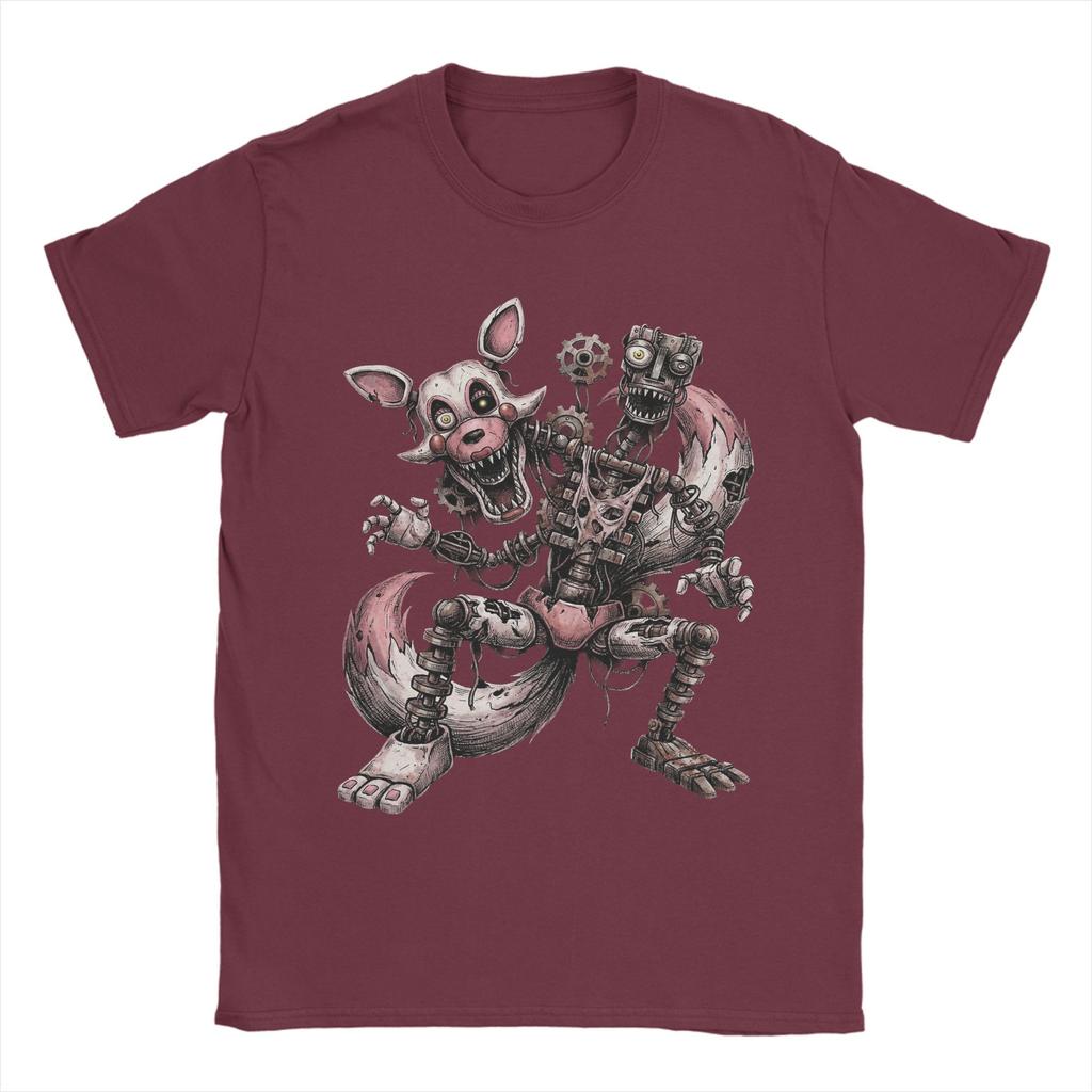 Mangle White Fox Pink Accents Horror Icon Freddyed Bonnie Game TShirts for Men Humor Pure Cotton Tee Shirt T Shirts Summer Tops