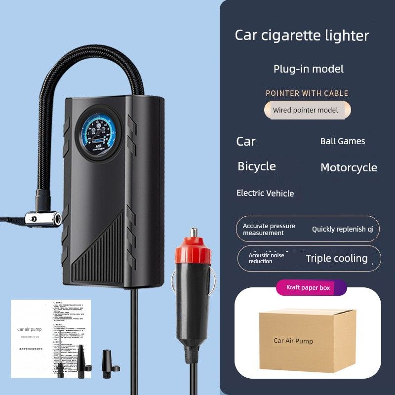 

European and American German Imported Technology Car Air Pump Portable Car Tire Inflator Motorcycle Bicycle Electric Pump Car plug-in model