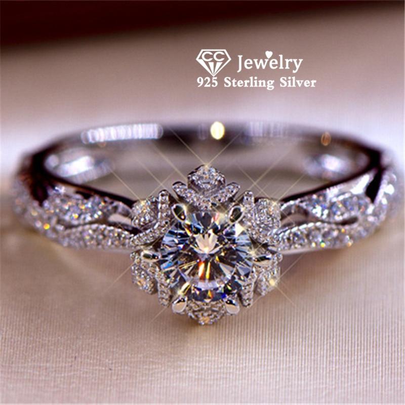 

Обручальные кольца для женщин S925 Серебряный штамп с полым цветком фианита винтажные ювелирные изделия свадебный подарок на годовщину 8