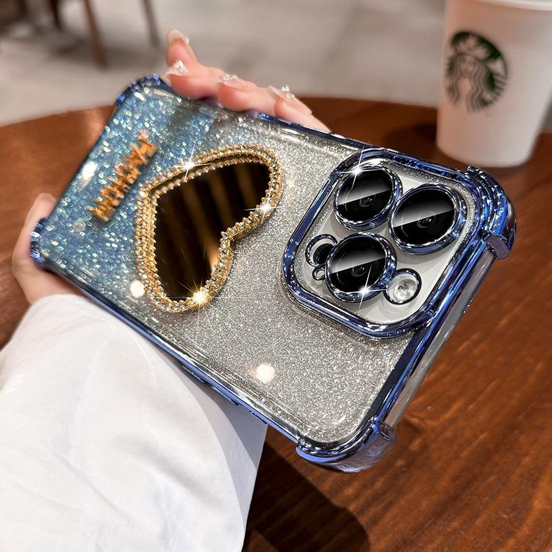 

Подходит для чехла для мобильного телефона Apple 16 для женщин IPhone 15 Promax Защитный чехол 14 Четыре угла Противоударный Зеркальный Роскошный iPhoneSE 2022