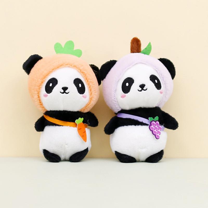 Cute Kawaii Panda Keychain Plush Toy Short Fur Stuffed Animal Doll For Backpacks And Gifts 12cm
