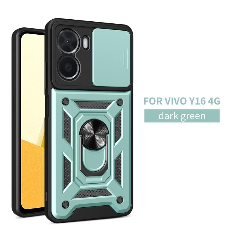For Vivo Y16 4G Case Magnetic Holder Ring Stand Armor Phone Cases For Vivo Y 16 VivoY16 V2204 Slide Camera Lens Protection Cover