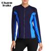 CHARMLEAKS Women Long Sleeve Zipper Rashguard Swimsuit Surfing Top Rash Guard Zipper UPF50+ Swimwear