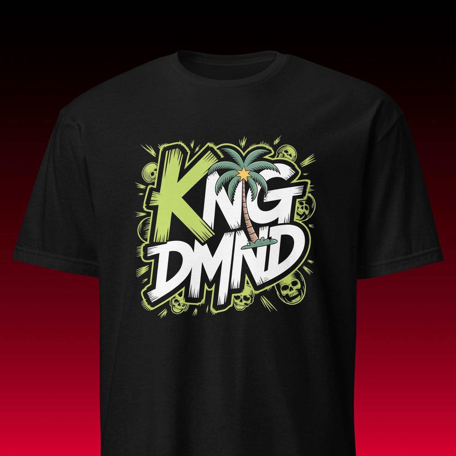 Streetwear T-Shirt | KNG DMND Graffiti Skull Tee | Urban Skate Aesthetic 3XL