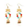 Festive Holiday Dangle Earrings With Floral Bead Accents Nickel Free Alloy Lightweight Elegant Design