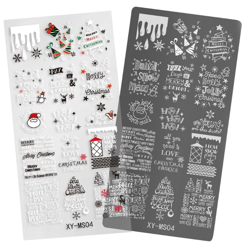 Рождественский дизайн ногтей штамповочная пластина снежинка трафарет для ногтей штамп прекрасный олень маникюр шаблон набор украшения ногтей