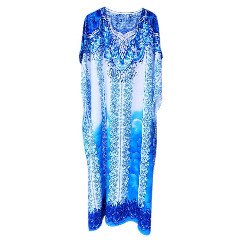 European-American Cotton Loose Beach Long Robe Cover-Up Dress