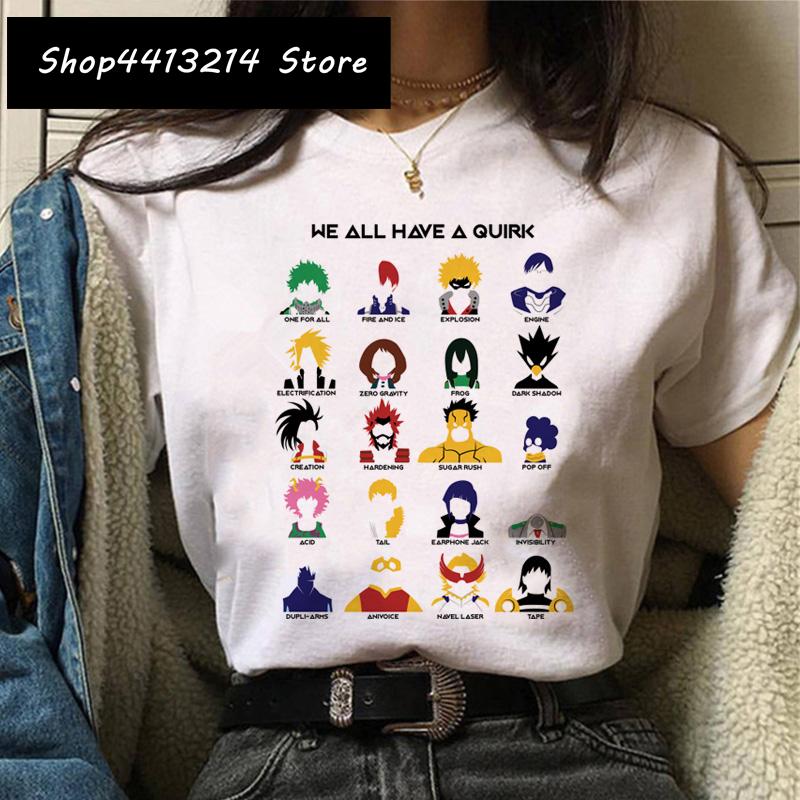Cartoon Women My Hero Academia T Shirt Tee Funny Himiko Toga Clothing Boku No Hero Academia Harajuku 2021 Tshirt Female Ulzzang