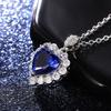 Wish Inlaid Royal Blue Love-shaped Necklace Female Exquisite OL Temperament Engagement Collarbone Chain