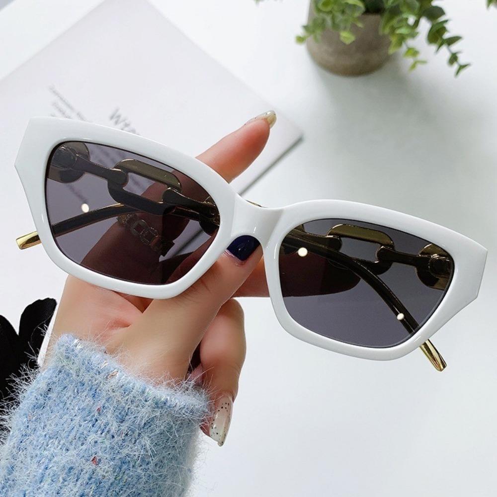 Retro Cat Eye Metal Chain Leg Sunglasses High-End Texture Sunglasses Unique European American Sunshade Glasses