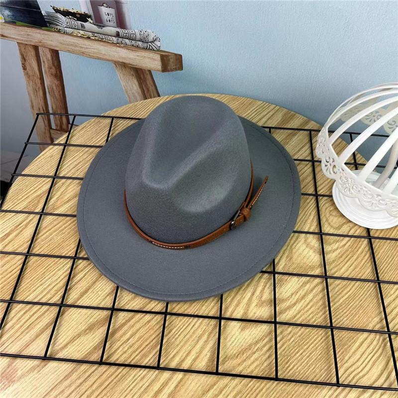 European and American style retro casual manama big-brimmed top hat women's autumn and winter British versatile woolen hat belt jazz