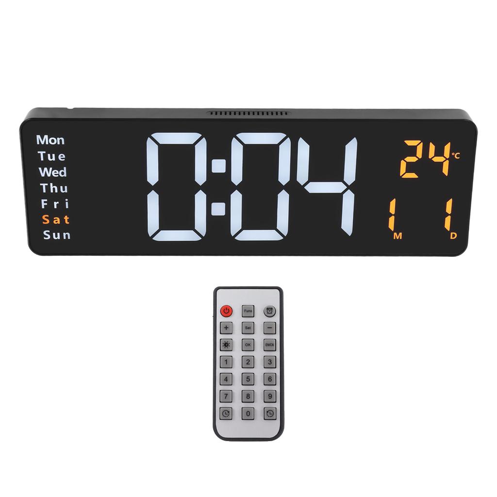 LED Digital Clock Large Screen Wall Mounted Clock with Remote Control 10 Level Adjustable Brightness Date Temperature
