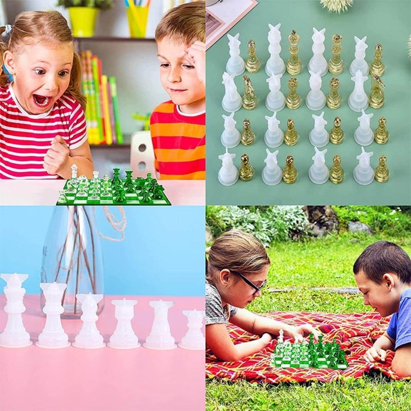 3D mezinárodní šachová figurka Silikonové formy Formy na odlévání epoxidové pryskyřice Nástroje na výrobu šperků pro rodinné společenské stolní hry