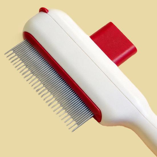 Pet Grooming Comb Self-Cleaning Dog Deshedding Brush Gentle Undercoat Rake for Detangling Dematting Long Matted Fur On Cats And Dogs