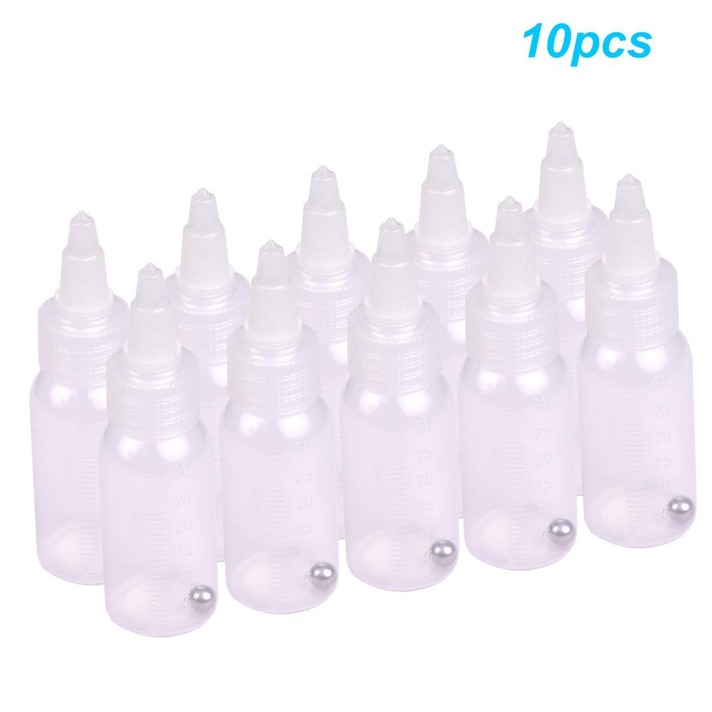 Box of 10-Each 1.2-Ounce(35 ) Brush Bottles Paint Storage Bottles PP Jar and Cover with Scale Line -proof for Dual-Action Siphon Feed Brus