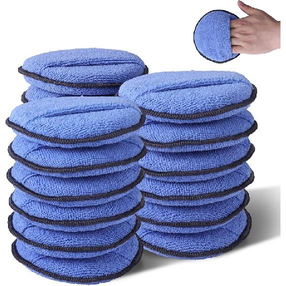 WORKPRO 12-Pack Car Wax Applicator Pads With Finger Pocket, Microfiber Soft Foam Polishing Pads For Car Detailing & Cleaning, Lint-Free, High