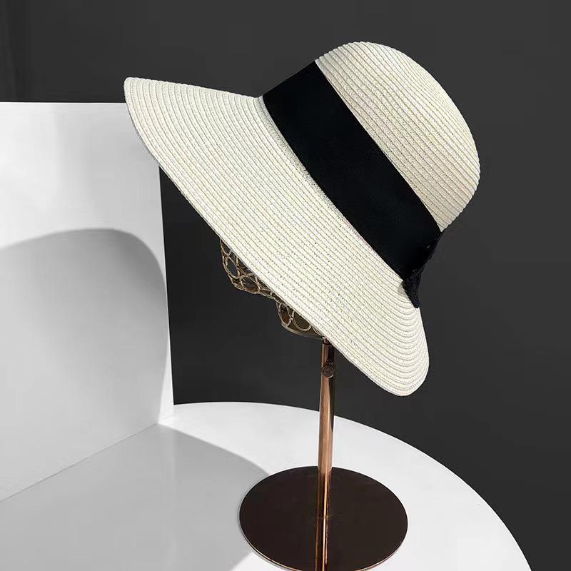 Summer Luxury Fashion Straw Hat Panama Hat Women Top Hat Large Brim Sun Protection Cap Versatile Vacation Beach Hat Fascinator