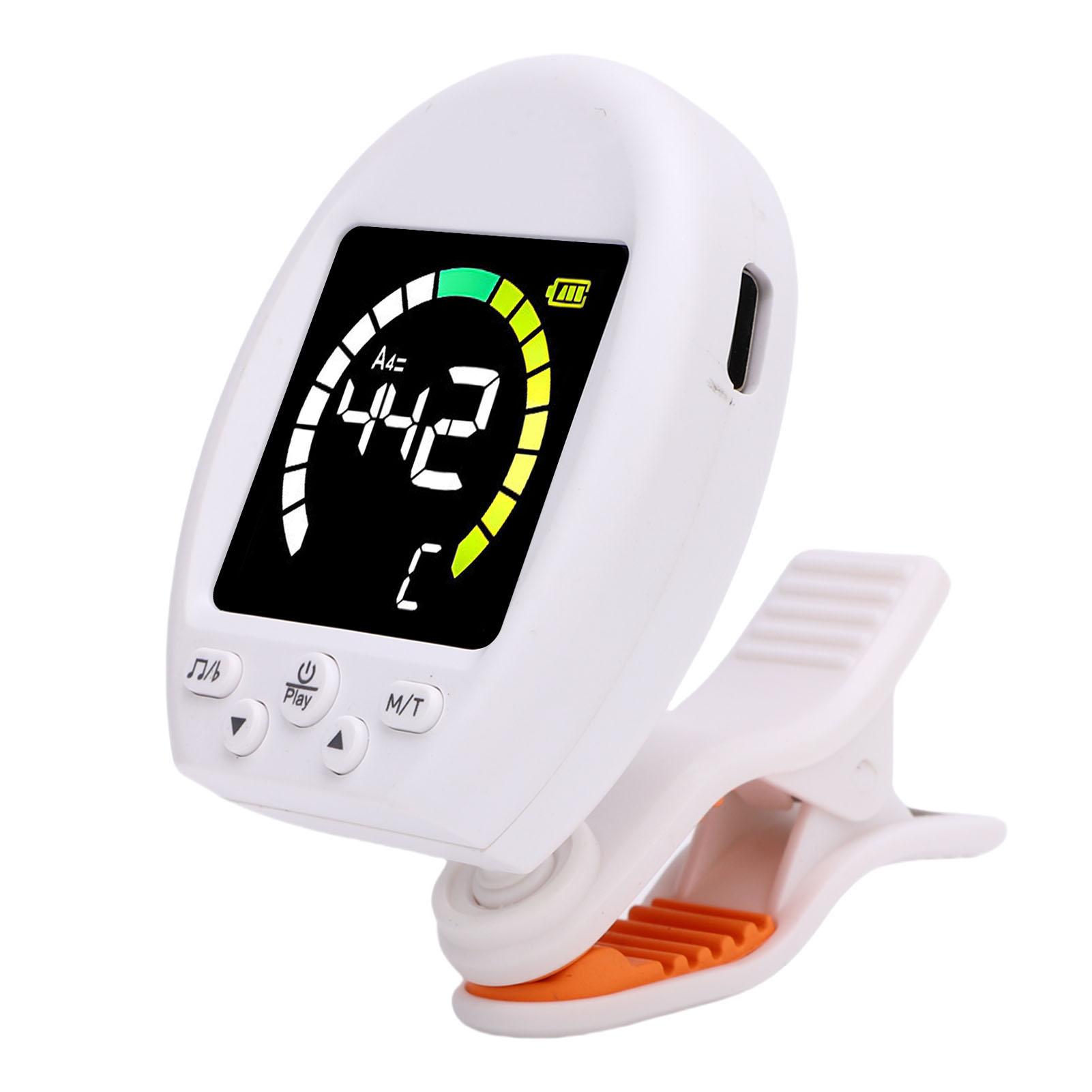 

Digital Metronome Tuner Multifunctional Accurate Rotating Clamp Design High Sensitivity Guitar Tuner and Metronome Black White белый