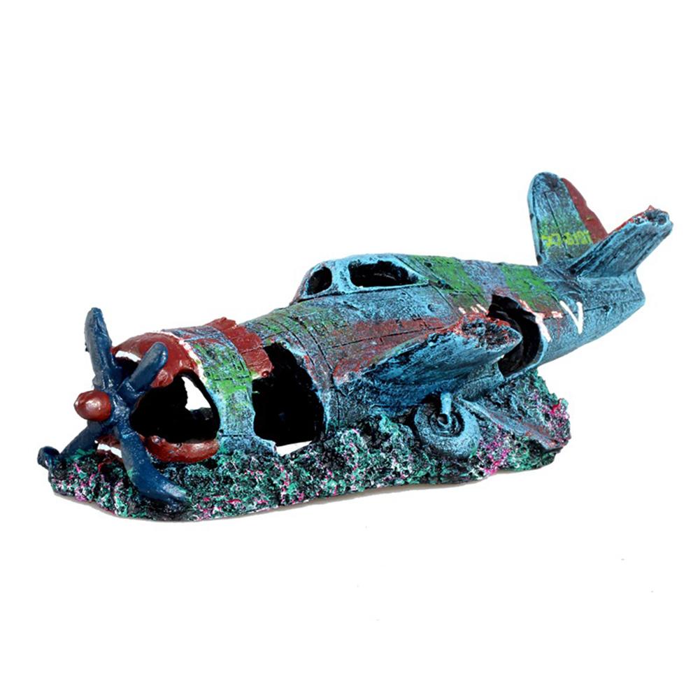 Artificial Plane Wreckage Ornament Shelter House Resin Craft For Aquarium Fish Tank Landscaping Decoration