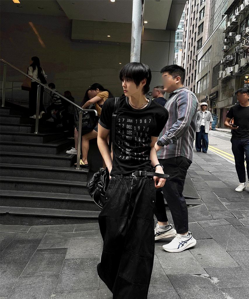 Siaosiko Crop Muscle Fit Ringer Archive Short Sleeve T-Shirt Black