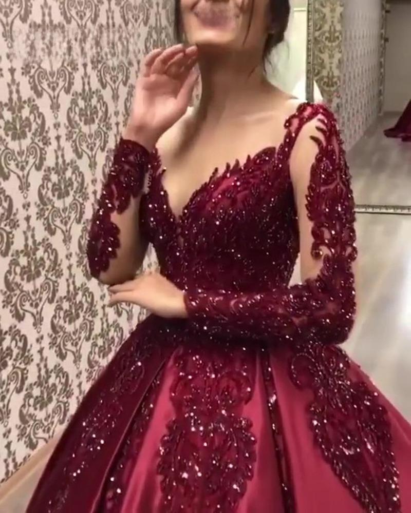 2020 European & American Lace Swing Long Evening Gown