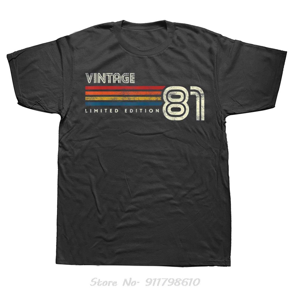 Funny Vintage 1981 Oversized T-shirt Summer Style Men's Clothing Streetwear Cotton Tshirt Birthday Gifts Fitness T Shirt Tops