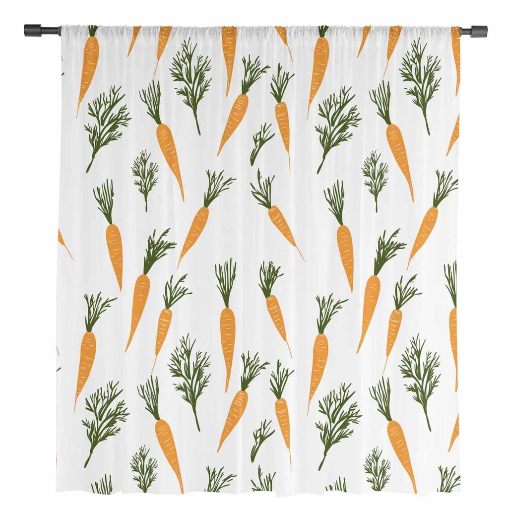 Easter Watercolor Carrot Hand Drawn Sheer Curtains For Living Room Kitchen Window Curtains Bedroom Tulle Voile Curtains