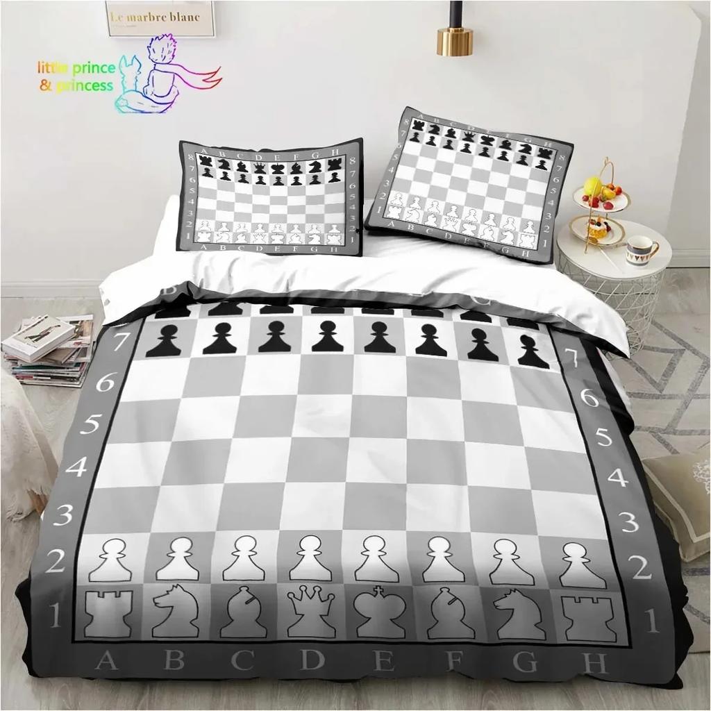 Funny Chess Board Bedding Set Single Twin Full Queen King Size Bed Set Adult Kid Bedroom 3D Printed Bedding Gift