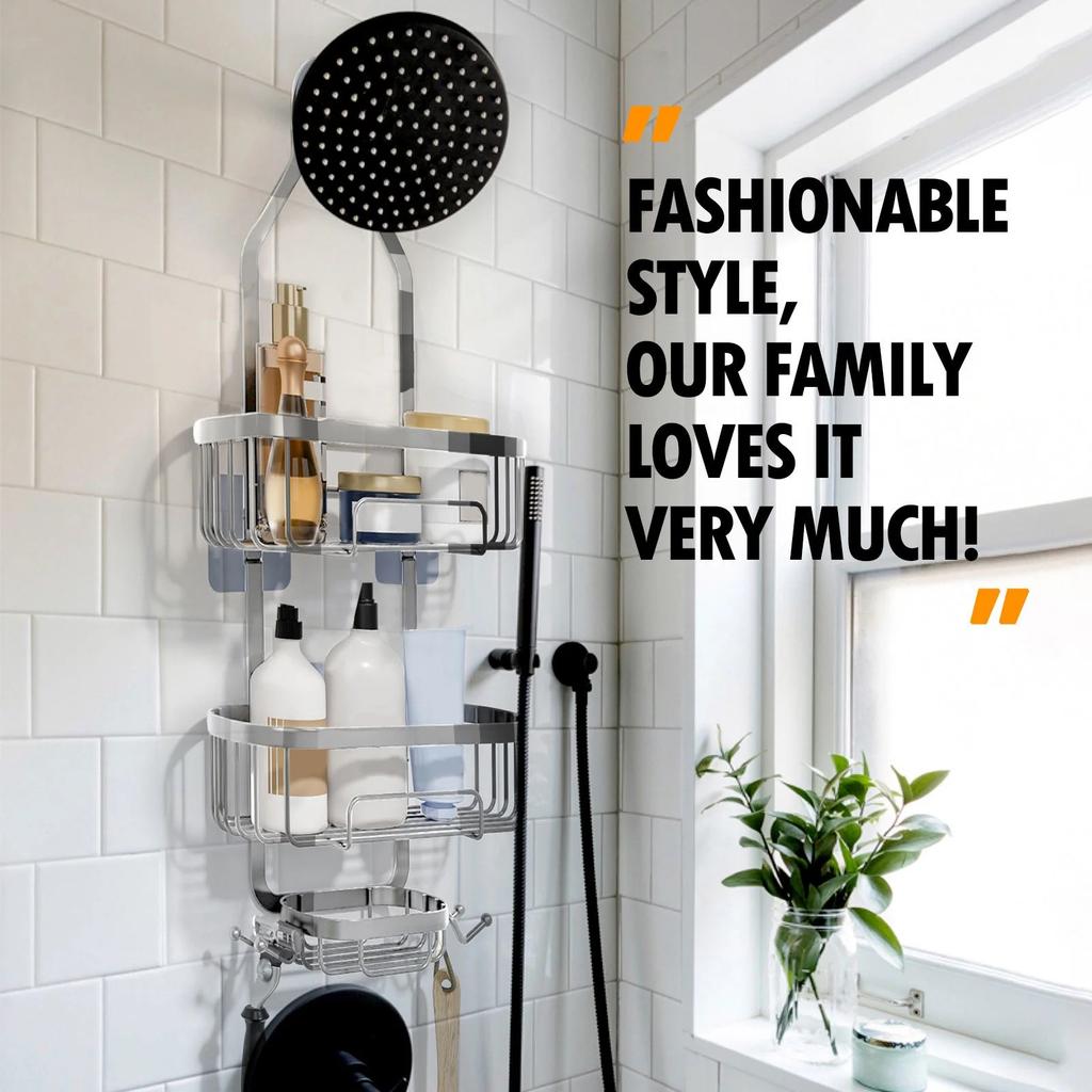 Bathroom Shower Hanging Rack,Stainless Steel Over Shower Head Caddy,Multifunctional Shower Rack For Storage Of Bath Products,Soap,Towels,Toiletries