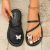 Fashion Shiny Crystal Butterfly Flat Slippers Women Plus Size Light Comfort Clip Toe Slippers Summer Thick Sole Platform Casual Slides