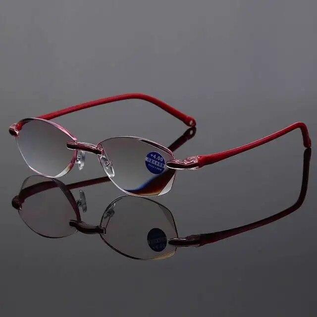 Diopter +1.0 +1.5 +2.0 +2.5 +3.5 +4.0 Frameless Anti-blue Light Reading Glasses Rimless Women Presbyopia Eyeglasses
