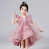 Süßes einfarbiges Tüll-Ballon-Prinzessinnen-Party-Langarmkleid für kleine Mädchen