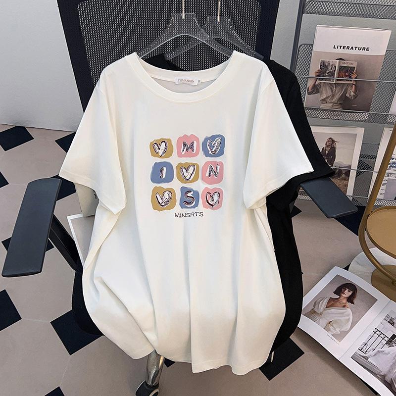 

Women s Plus Size Loose-Fit Mid-Length Short-Sleeve T-Shirt (200/300/350 Jin) 6XL чорний