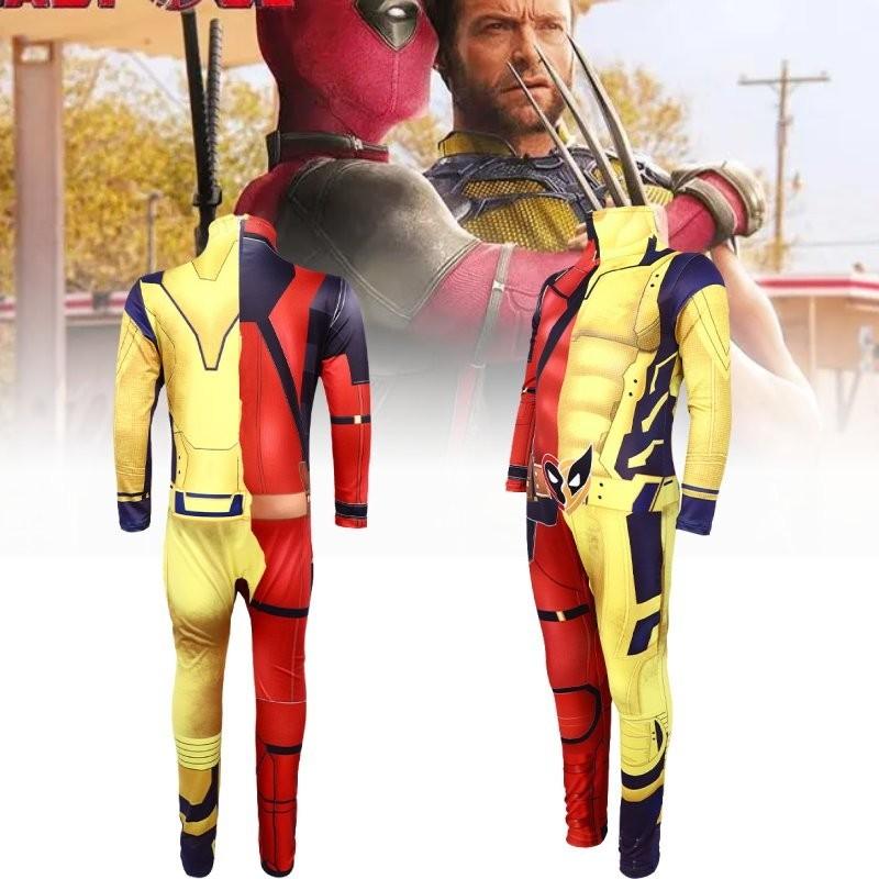 Deadpool Wolverine 3d Cosplay Costume For Men Comfortable Stretchy Spandex Suit