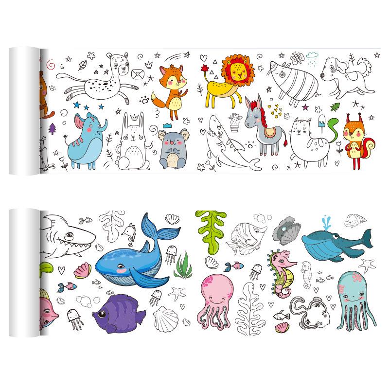 Children’s Graffiti Color Scroll: Large Drawing Paper & Storybook Canvas for Kindergarten