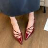 Fashion Pumps Footwear Red Women High Heels Shoes 2025 Luxury Fashion Metal Buckle Ladies Heels Shoes Female Pointed Toe Slingbacks