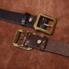 Belt Men's Vintage Heavy-Duty Washed Distressed Vegetable Tanned Full-Grain Leather Cowhide Leather Brass Buckle Trendy Unique Niche Belt