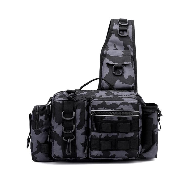Men's Tactical Multi-Functional Fishing Waist Bag - Large Capacity, Waterproof, Single Rod Storage, Cross-Body Outdoor Backpack