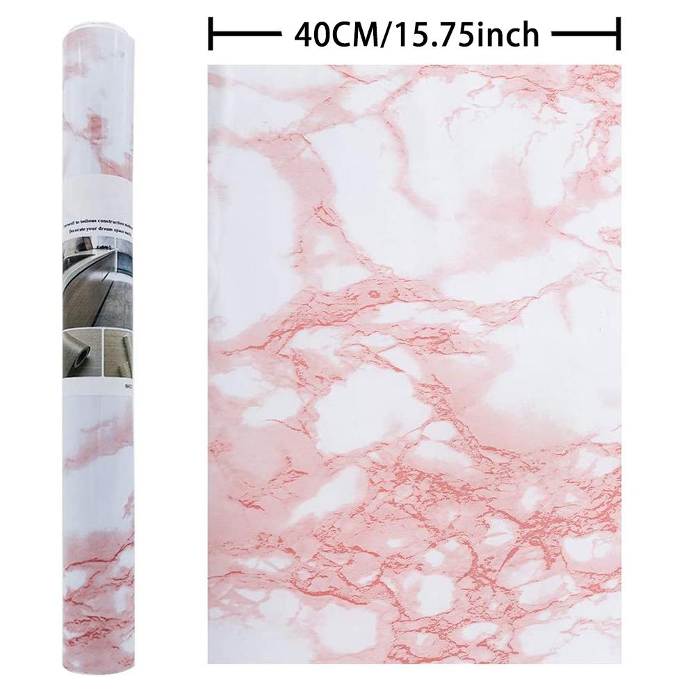 Pink Marble Wallpaper Removable Self Adhesive Paper Waterproof Sticker Decoration for Kitchen Island Countertops Cabinet Vanity Room