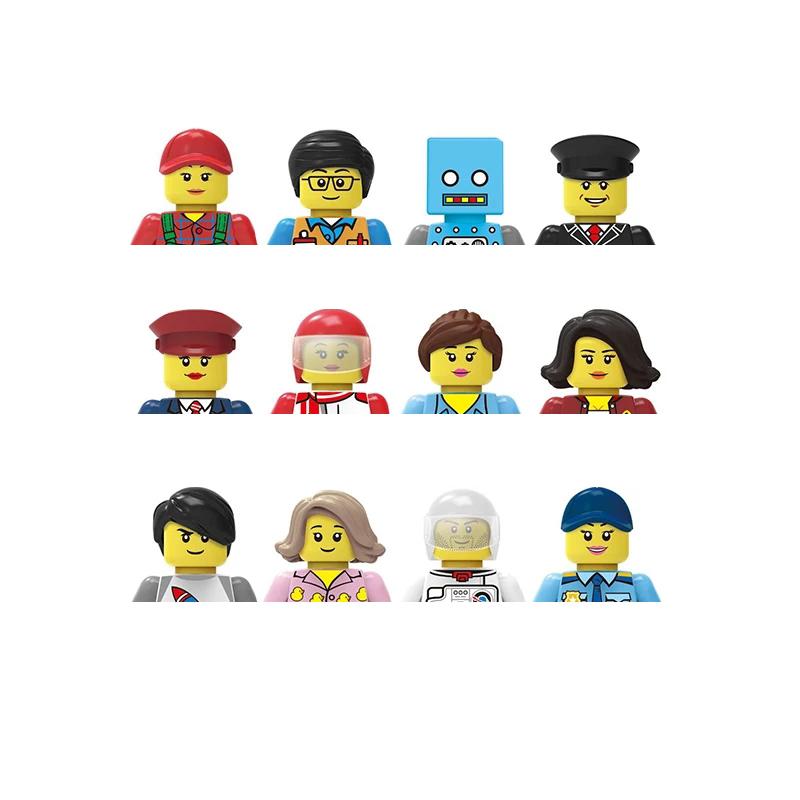 Non-Toxic City Characters Action Figures Building Blocks Policeman Teacher Fireman Occupation Mini Figurine Dolls Bricks Set Children Toys