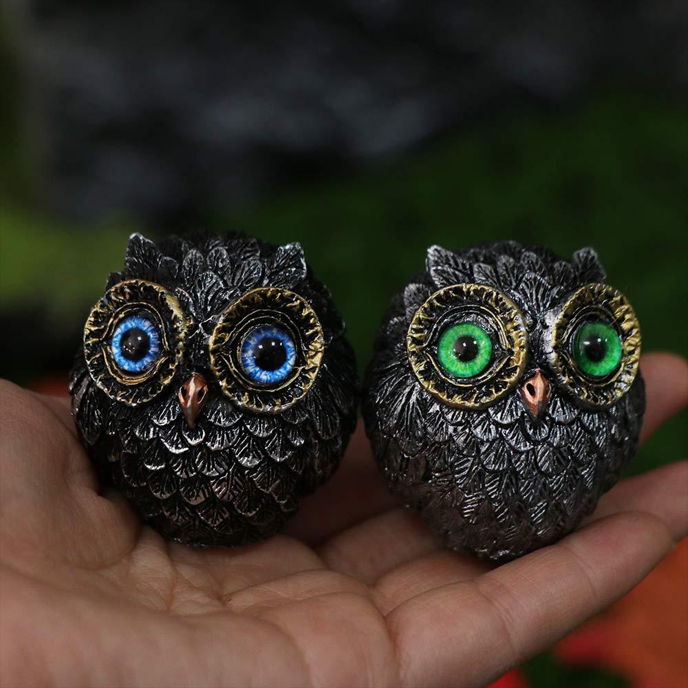 Wise Watcher Owl Mini Statue Lucky Owl Owl Ornament Model Toy Owl Figurine Beads Gift