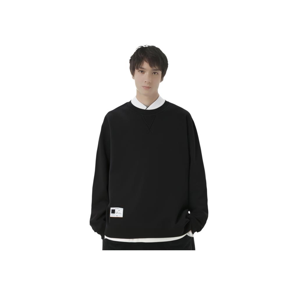 Futter Sport Trend Serie Einfarbig Kleines Logo Pullover Langarm Rundhalsausschnitt Sweatshirt Herren Oberteile Schwarz AWDT073-4