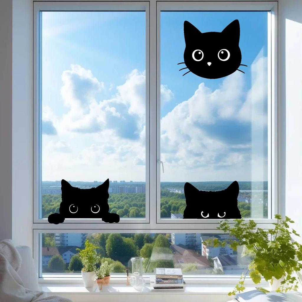 ZQX Car Decal Black Cat Cute Hidden Scratch Funny Car Sticker Motorcycle Funny Cat