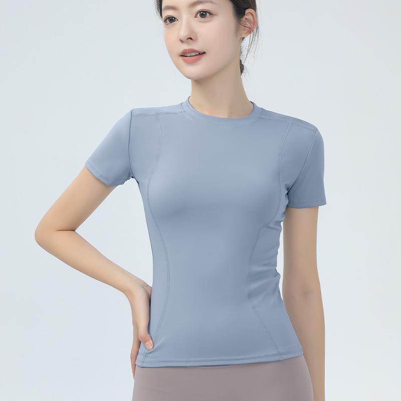 Women's Short Sleeve Yoga Top - Slimming, High-Elasticity, Nude Feel for Fitness, Sports, Running, and Pilates