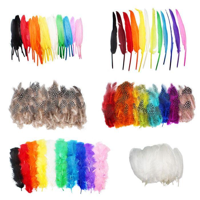 Plumes décoratives - Maxi Pack - Multicolores - 1000 pcs - Longueur 25-30 cm - Idéal pour décorations