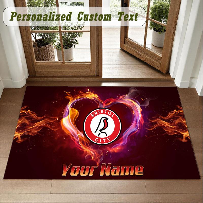 Crystal Velvet Square Rug Custom NameBristol City Pattern Non Slip Home Floor Decor Rug