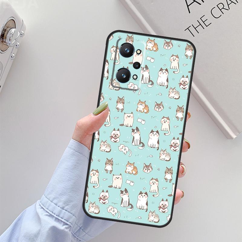 Cute Kawaii Cat For Realme GT Neo 3 2 8 9 Pro Plus 9i 8i Master Case For OnePlus 10 Pro 9 9R Nord2 Cover
