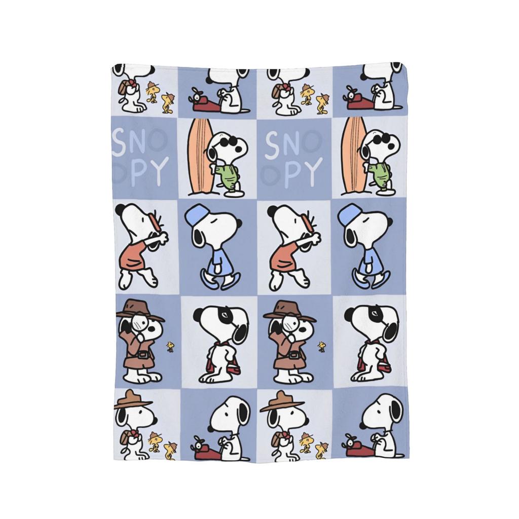 Snoopys Woodstock Velvet Throw Blanket Cartoon Blankets for Sofa Bedroom Super Warm Quilt,