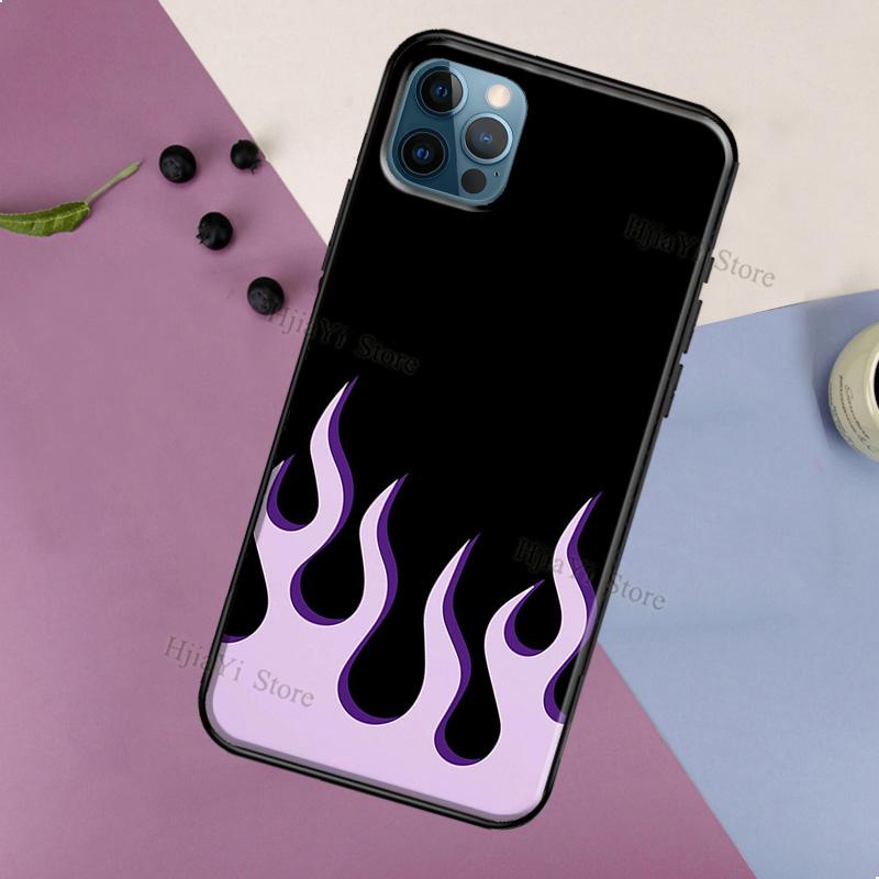 Flame Aesthetic Light Blue Fire Pink Case For iPhone 13 12 11 14 Pro Max 6S 7 8 Plus SE 2020 12 13 Mini X XR XS Max Back Cover