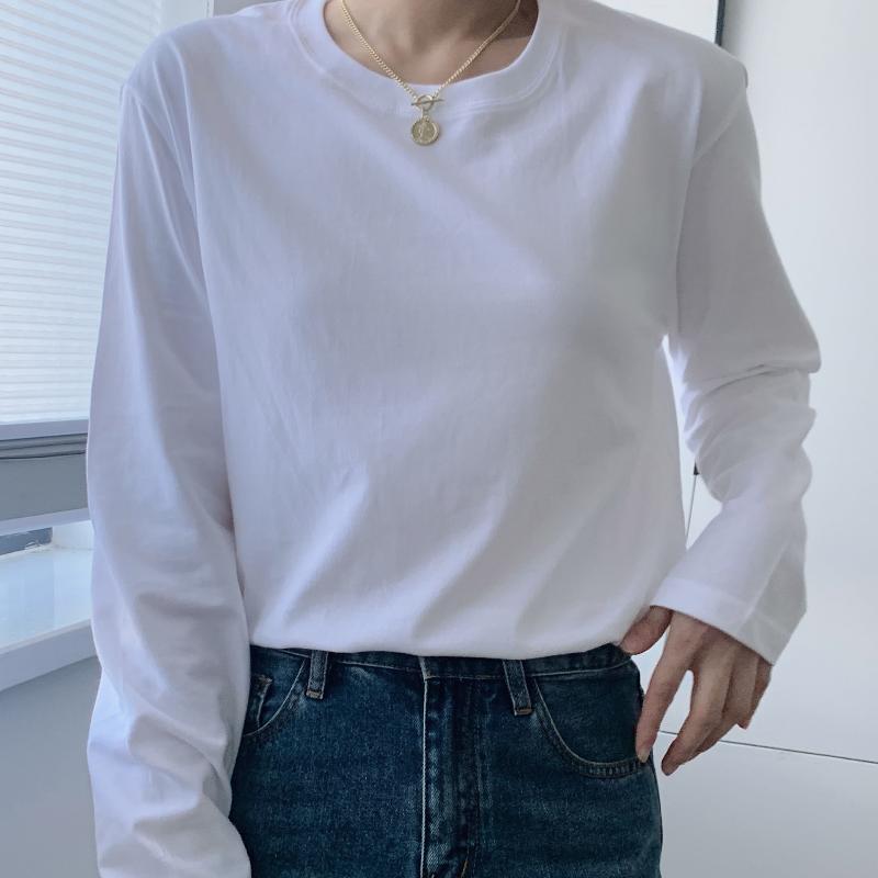 

Женская хлопковая футболка с длинными рукавами и однотонной подкладкой с длинными рукавами, свободные топы большого размера L белый